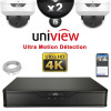 Kit Vidéo Surveillance PRO IP UNIVIEW : 2x Caméras POE Dômes AI IR 30M UHD 4K + Enregistreur NVR 4 canaux 1000 Go