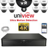 Kit Vidéo Surveillance PRO IP UNIVIEW : 8x Caméras POE Dômes AI IR 30M UHD 4K + Enregistreur NVR 8 canaux 3000 Go