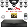 Kit Vidéo Surveillance PRO IP UNIVIEW : 8x Caméras POE Dômes AI IR 30M UHD 4K + Enregistreur NVR 8 canaux 2000 Go