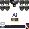 Kit Vidéo Surveillance PRO IP : 8x Caméras POE Dômes AI LED 30M Capteur SONY 5 MP + Enregistreur NVR 16 canaux H265+ 2000 Go