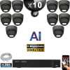 Kit Vidéo Surveillance PRO IP : 10x Caméras POE Dômes AI LED 30M Capteur SONY 5 MP + Enregistreur NVR 32 canaux H265+ 3000 Go
