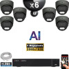 Kit Vidéo Surveillance PRO IP : 6x Caméras POE Dômes AI LED 30M Capteur SONY 5 MP + Enregistreur NVR 16 canaux H265+ 2000 Go