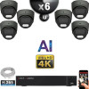 Kit Vidéo Surveillance PRO IP 6x Caméras POE Dômes AI LED 30M Capteur SONY UHD 4K + Enregistreur NVR 10 canaux H265+ 2000 Go
