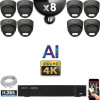 Kit Vidéo Surveillance PRO IP 8x Caméras POE Dômes AI LED 30M Capteur SONY UHD 4K + Enregistreur NVR 10 canaux H265+ 2000 Go