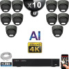 Kit Vidéo Surveillance PRO IP 10x Caméras POE Dômes AI LED 30M Capteur SONY UHD 4K + Enregistreur NVR 32 canaux H265+ 3000 Go