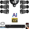 Kit Vidéo Surveillance PRO IP 6x Caméras POE Tubes AI LED 30M Capteur SONY UHD 4K + Enregistreur NVR 10 canaux H265+ 2000 Go