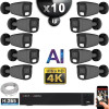 Kit Vidéo Surveillance PRO IP 10x Caméras POE Tubes AI LED 30M Capteur SONY UHD 4K + Enregistreur NVR 32 canaux H265+ 3000 Go