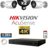 Kit Vidéo Surveillance PRO IP HIKVISION : 2x Caméras POE Tubes LED 40M UHD 4K AcuSense + Enregistreur NVR 4 canaux 1000 Go