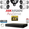 Kit Vidéo Surveillance PRO IP HIKVISION : 4x Caméras POE Tubes LED 40M UHD 4K AcuSense + Enregistreur NVR 4 canaux 2000 Go