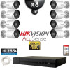 Kit Vidéo Surveillance PRO IP HIKVISION : 8x Caméras POE Tubes LED 40M UHD 4K AcuSense + Enregistreur NVR 8 canaux 2000 Go
