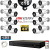 Kit Vidéo Surveillance PRO IP HIKVISION : 16x Caméras POE Tubes LED 40M UHD 4K + Enregistreur NVR 16 canaux H265+ 3000 Go