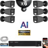 Kit Vidéo Surveillance PRO IP : 6x Caméras POE Tubes AI IR 25M Capteur SONY 5 MP + Enregistreur NVR 9 canaux H265+ 2000 Go