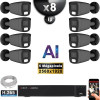 Kit Vidéo Surveillance PRO IP : 8x Caméras POE Tubes AI IR 25M Capteur SONY 5 MP + Enregistreur NVR 16 canaux H265+ 3000 Go