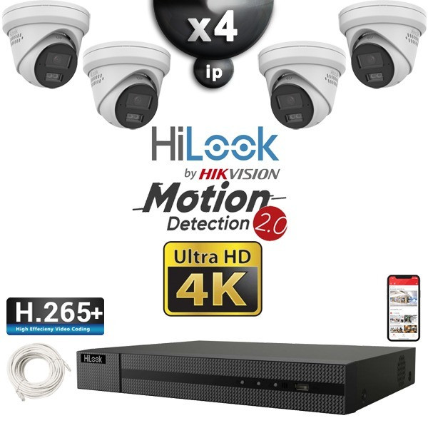 Kit Vidéo Surveillance IP HiLooK : 4x Caméras POE Dômes LED 30M 4K - Détection 2.0 + Enregistreur NVR 8 canaux 2000 Go Kit Vidéo Surveillance IP HiLooK : 4x Caméras POE Dômes LED 30M 4K - Détection 2.0 + Enregistreur NVR 8 canaux 2000 Go