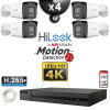 Kit Vidéo Surveillance IP HiLooK : 4x Caméras POE Tubes LED 30M 6 MP - Détection 2.0 + Enregistreur NVR 8 canaux 2000 Go