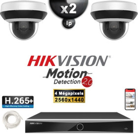 Kit Vidéo Surveillance PRO IP HIKVISION : 2x Caméras POE Dômes motorisée IR 20M 4MP + Enregistreur NVR 4 canaux H265+ 1000 Go