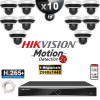 Kit Vidéo Surveillance PRO IP HIKVISION : 10x Caméras POE Dômes motorisée IR 20M 4 MP + Enregistreur NVR 16 canaux H265+ 3000Go