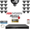 Kit Vidéo Surveillance PRO IP HIKVISION : 16x Caméras POE Dômes motorisée IR 20M 4 MP + Enregistreur NVR 16 canaux H265+ 3000Go