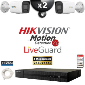 Kit Vidéo Surveillance PRO IP HIKVISION : 2x Caméras POE Tubes LED 30M 4 MP LiveGuard + Enregistreur NVR 4 canaux 1000 Go