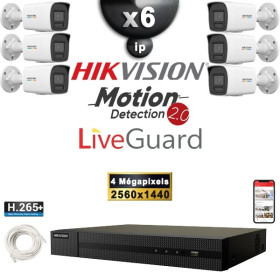 Kit Vidéo Surveillance PRO IP HIKVISION : 6x Caméras POE Tubes LED 30M 4 MP LiveGuard + Enregistreur NVR 8 canaux 2000 Go