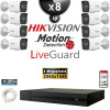 Kit Vidéo Surveillance PRO IP HIKVISION : 8x Caméras POE Tubes LED 30M 4 MP LiveGuard + Enregistreur NVR 8 canaux 2000 Go