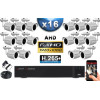 KIT PRO AHD 16 Caméras Tubes IR 30m Capteur SONY FULL HD 1080P + Enregistreur XVR 5MP H265+ 3000 Go / Pack vidéo surveillance
