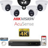 Kit Vidéo Surveillance PRO IP HIKVISION : 4x Caméras POE Dômes LED 30M UHD 4K AcuSense + Enregistreur NVR 4 canaux 2000 Go