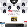 Kit Vidéo Surveillance PRO IP HIKVISION : 6x Caméras POE Dômes LED 30M UHD 4K AcuSense + Enregistreur NVR 8 canaux 2000 Go