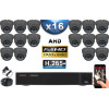 KIT PRO AHD 16 Caméras Dômes IR 35m Capteur SONY FULL HD 1080P + Enregistreur XVR 5MP H265+ 3000 Go / Pack vidéo surveillance