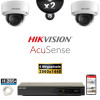 Kit Vidéo Surveillance PRO IP HIKVISION : 2x Caméras POE Dômes LED 30M 4 MP AcuSense + Enregistreur NVR 4 canaux 1000 Go
