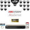Kit Vidéo Surveillance PRO IP HIKVISION : 16x Caméras POE Dômes LED 30M 4 MP AcuSense + Enregistreur NVR 16 canaux 3000 Go