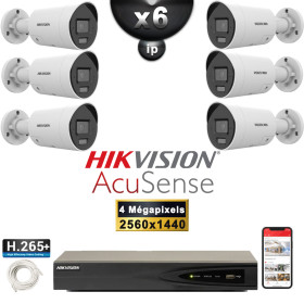 Kit Vidéo Surveillance PRO IP HIKVISION : 6x Caméras POE Tubes IR 30M 4 MP Détection 2.0 + Enregistreur NVR 8 canaux 2000 Go