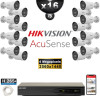Kit Vidéo Surveillance PRO IP HIKVISION : 16x Caméras POE Tubes IR 30M 4 MP Détection 2.0 + Enregistreur NVR 16 canaux 3000 Go