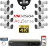 Kit Vidéo Surveillance PRO IP HIKVISION : 16x Caméras POE Tubes LED 40M UHD 4K + Enregistreur NVR 16 canaux H265+ 3000 Go
