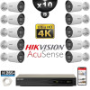 Kit Vidéo Surveillance PRO IP HIKVISION : 10x Caméras POE Tubes LED 40M UHD 4K + Enregistreur NVR 16 canaux H265+ 3000 Go