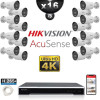 Kit Vidéo Surveillance PRO IP HIKVISION : 16x Caméras POE Tubes LED 40M UHD 4K + Enregistreur NVR 16 canaux H265+ 3000 Go