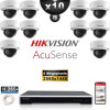 Kit Vidéo Surveillance PRO IP HIKVISION : 10x Caméras POE Dômes LED 30M 4 MP AcuSense + Enregistreur NVR 16 canaux 3000 Go