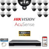 Kit Vidéo Surveillance PRO IP HIKVISION : 16x Caméras POE Dômes LED 30M 4 MP AcuSense + Enregistreur NVR 16 canaux 3000 Go