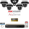 Kit Vidéo Surveillance PRO IP HIKVISION : 4x Caméras POE Dômes motorisée IR 20M 4MP AcuSense + Enregistreur NVR 4 canaux 2000 Go
