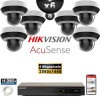 Kit Vidéo Surveillance PRO IP HIKVISION : 6x Caméras POE Dômes motorisée IR 20M 4MP AcuSense + Enregistreur NVR 8 canaux 2000 Go