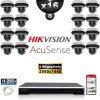 Kit Vidéo Surveillance PRO IP HIKVISION : 16x Caméras POE Dômes motorisée IR 20M 4 MP AcuSense + Enregistreur 16 canaux 3000Go