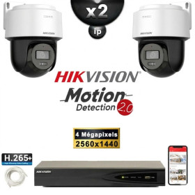 Kit Vidéo Surveillance PRO IP HIKVISION : 2x Caméras POE Dômes motorisée LED 30M 4MP + Enregistreur NVR 4 canaux H265+ 1000 Go
