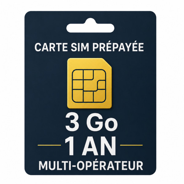 Carte SIM M2M 3 Go Prépayée 1 An - Multi-opérateur Europe
