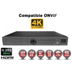 Enregistreur numérique NVR réseau 24 / 32 canaux H265 IP ONVIF UHD 4K 5MP 3MP 1080P FULL HD / Ref : EC-NVR5MP24