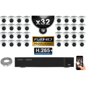 Kit Vidéo Surveillance PRO IP : 32x Caméras Dômes IR 20M Capteur SONY 1080P + Enregistreur NVR 36 canaux H265+ 3000 Go 