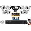 Kit Vidéo Surveillance PRO IP : 10x Caméras Tubes IR 30M Capteur SONY 1080P + Enregistreur NVR 16 canaux H265+ 3000 Go