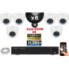 Kit Vidéo Surveillance PRO IP : 6x Caméras POE Dômes AUTOZOOM X5 IR 35M SONY 1080P + Enregistreur NVR 9 canaux H265+ 2000 Go