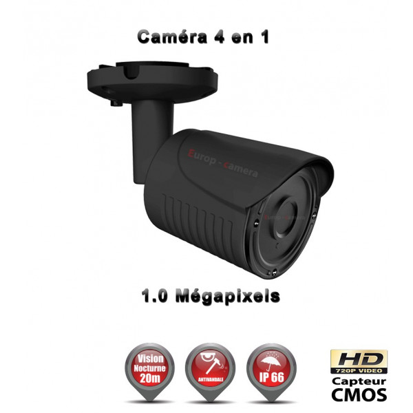 Tube AHD / CVI / TVI / Analogique : HD 720P 1MP CMOS IR 20m / Ref : EC-AHDC4i1 Noir - Caméra de Vidéo surveillance