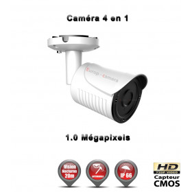 Tube 4 en 1 : AHD / CVI / TVI / Analogique HD 720P 1/3 Capteur CMOS IR 20m / Ref : EC-AHDC4i1B Blanc