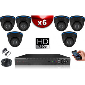 KIT ECO 6 Caméras Dômes CMOS + Enregistreur XVR H265+ 500 Go / Pack de vidéo surveillance
